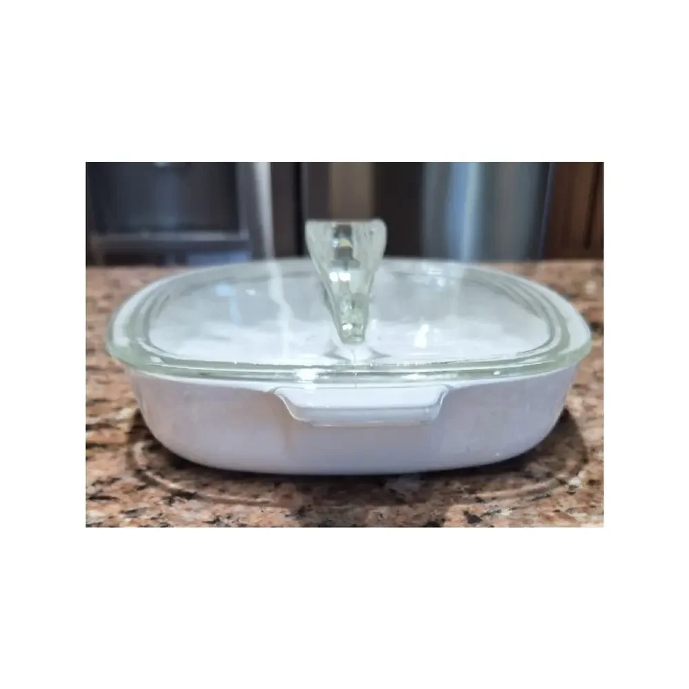 Corning Ware P-7-B White Baking Casserole with Blue Cornflower and Glass Lid